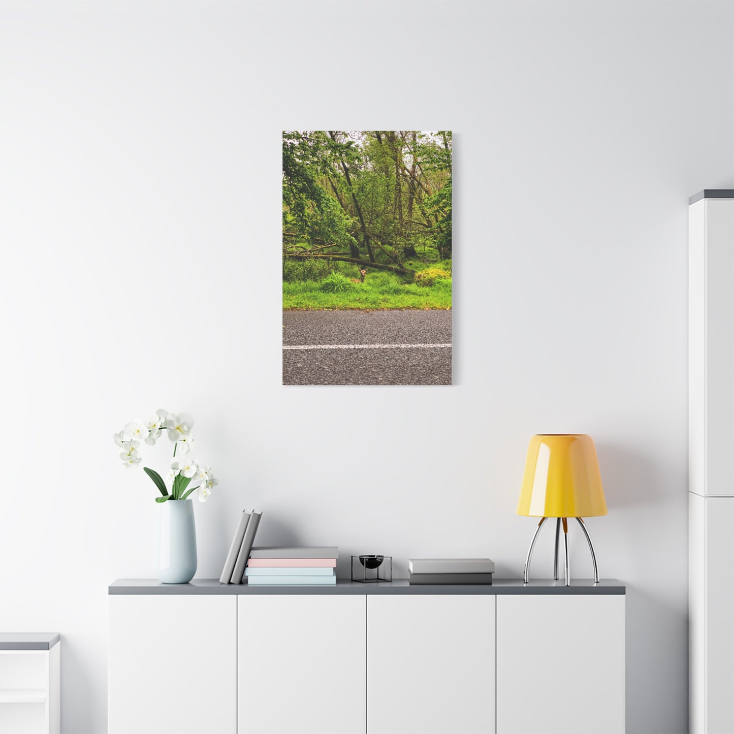 Deer in Ditch Matte Canvas, Stretched, 1.25"