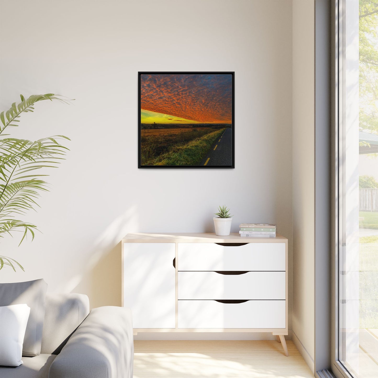 Cloudy Sunset Matte Canvas, Framed (Multi-color)