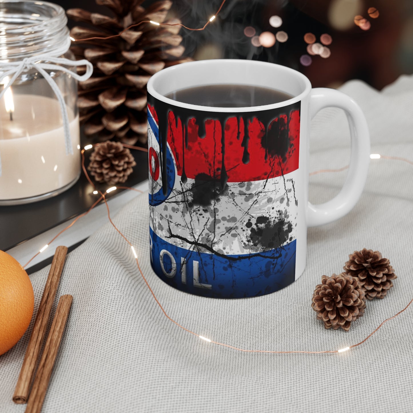 Vintage Esso Motor Oil Ceramic Coffee Cup - Retro Gas Station Style Mug, 11oz & 15oz