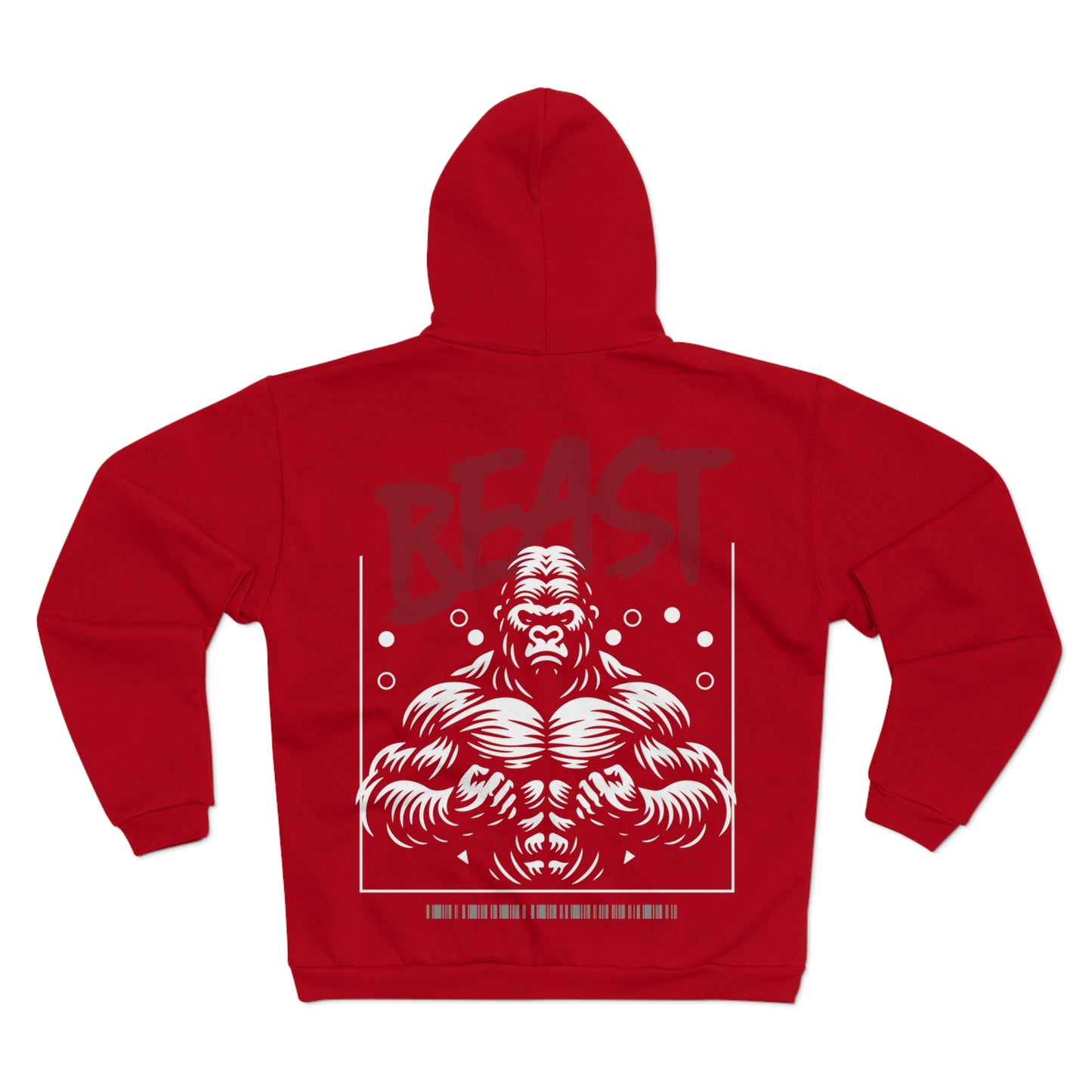 Unisex Hooded Zip Sweatshirt - Beast Design for Fitness Enthusiasts