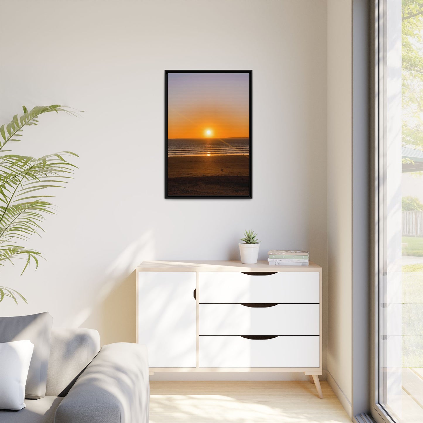 Sunset in Ocean Matte Canvas, Framed (Multi-color)
