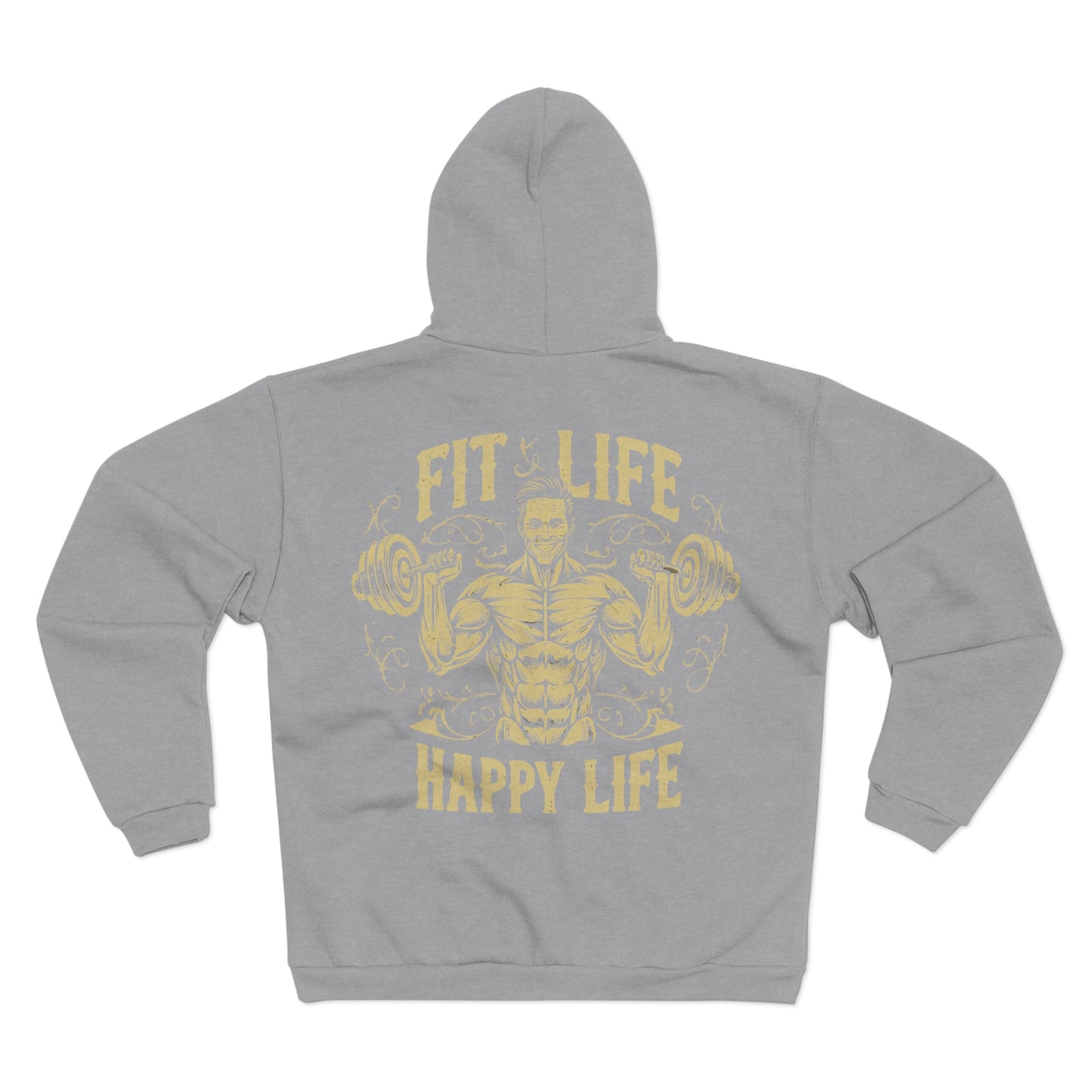 Fit Life Happy Life Unisex Zip Hoodie - Perfect for Fitness Enthusiasts