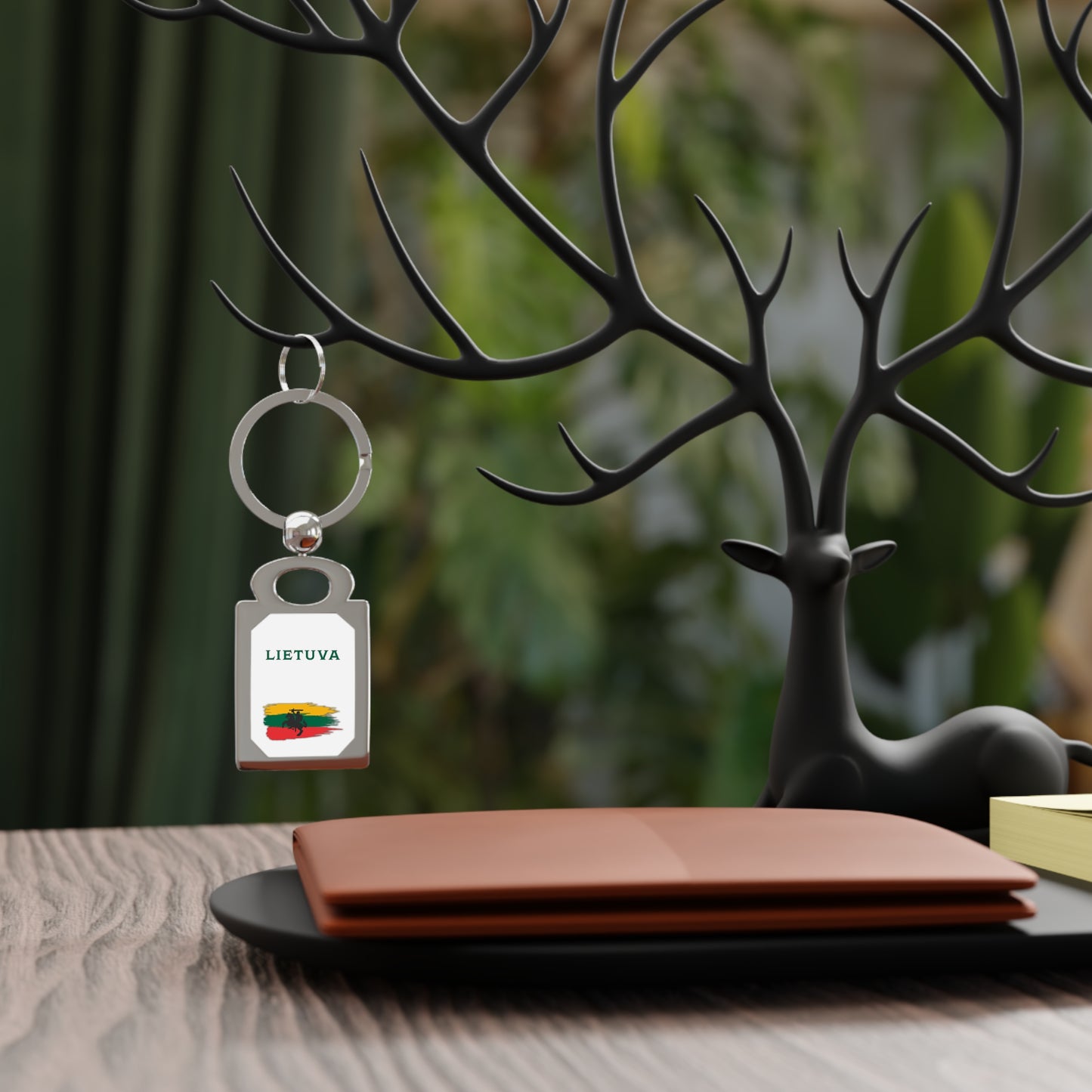 Custom Rectangle Photo Keyring - Personalized Keychain with Lietuva Design
