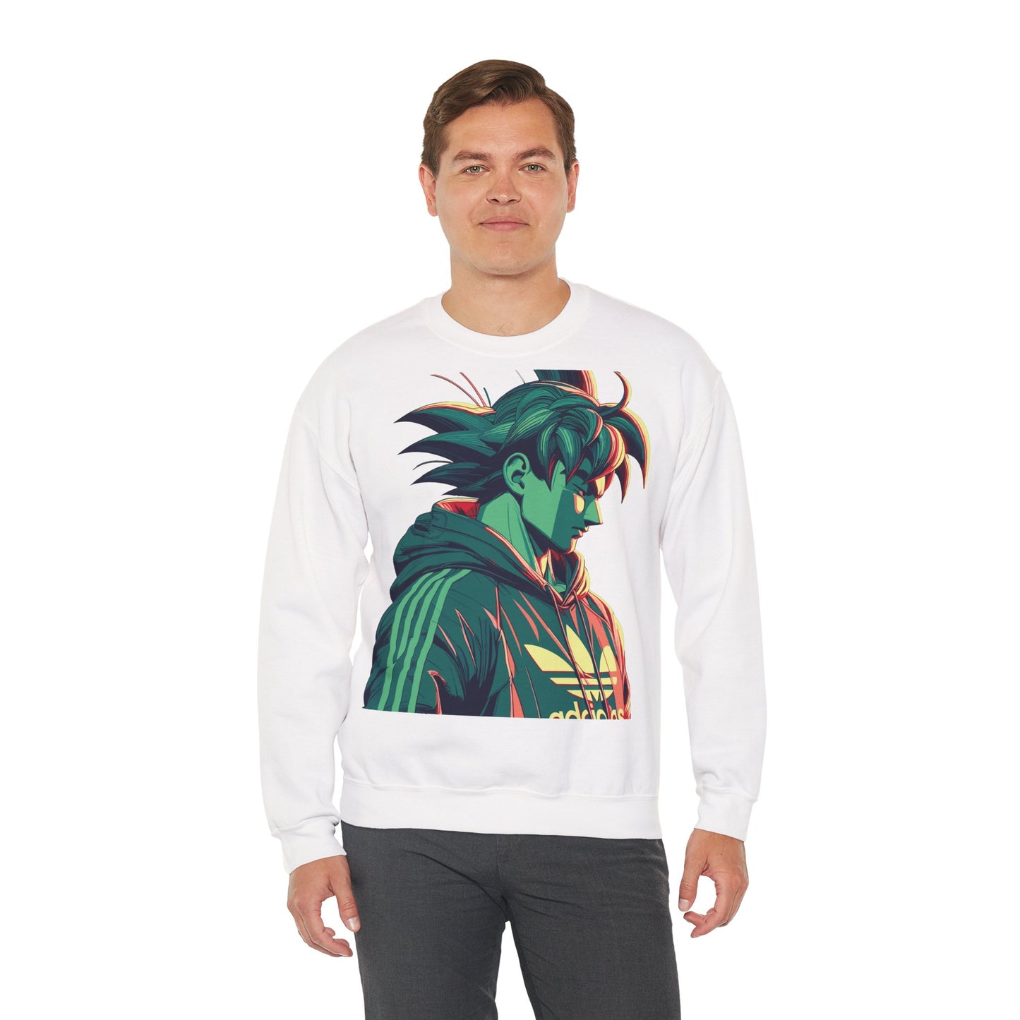 Anime-Inspired Unisex Crewneck Sweatshirt - Trendy Green Character Design