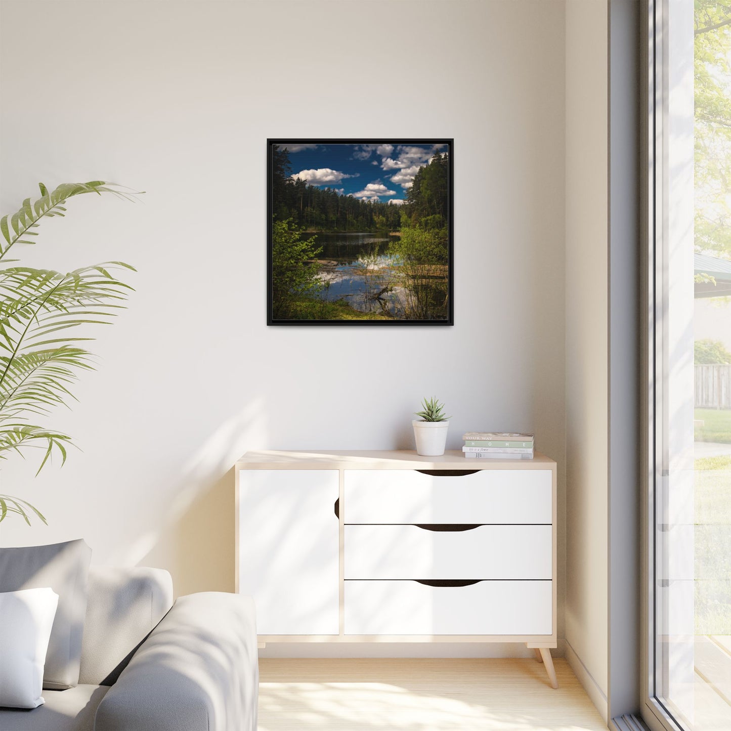 Vilnius Lake Matte Canvas, Framed (Multi-color)
