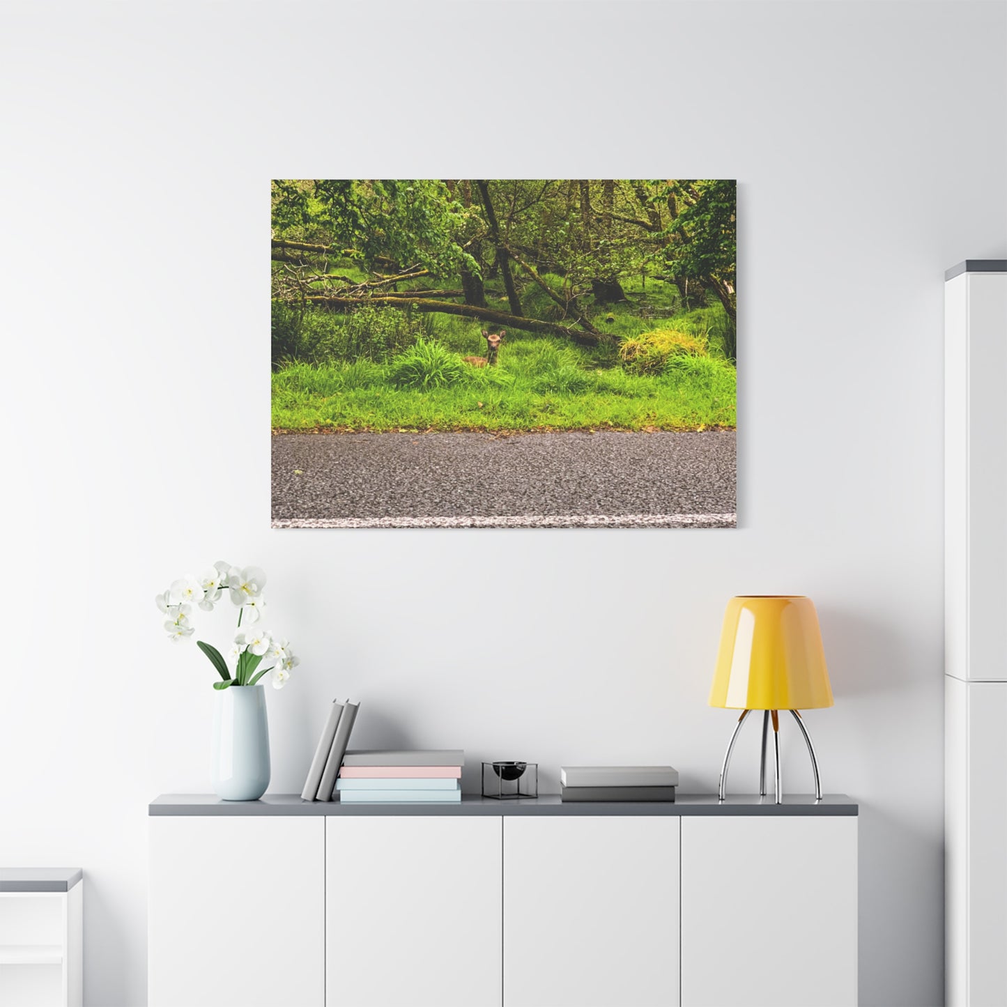 Deer in Ditch Matte Canvas, Stretched, 1.25"