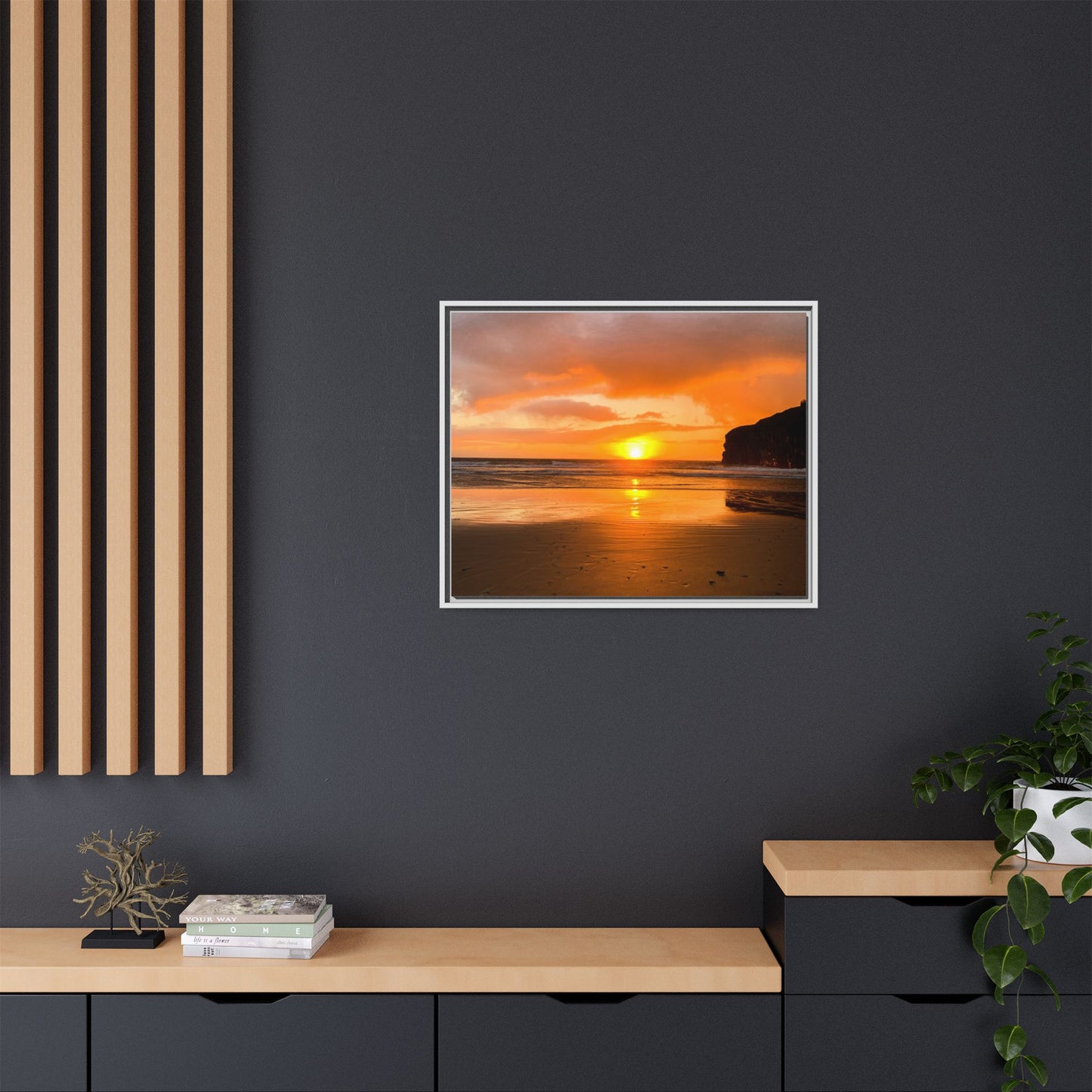 Sunset in Ballybunion Matte Canvas, Framed (Multi-color)