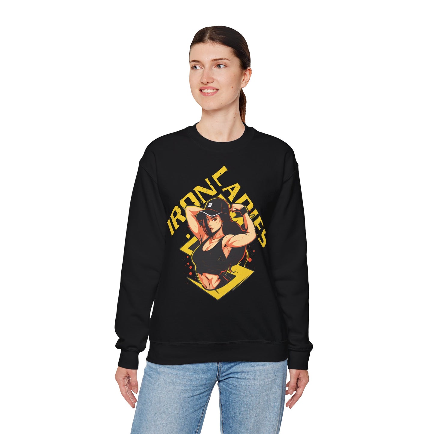 Unisex Heavy Blend™ Crewneck Sweatshirt - Iron Ladies Inspirational Design for Fitness Enthusiasts