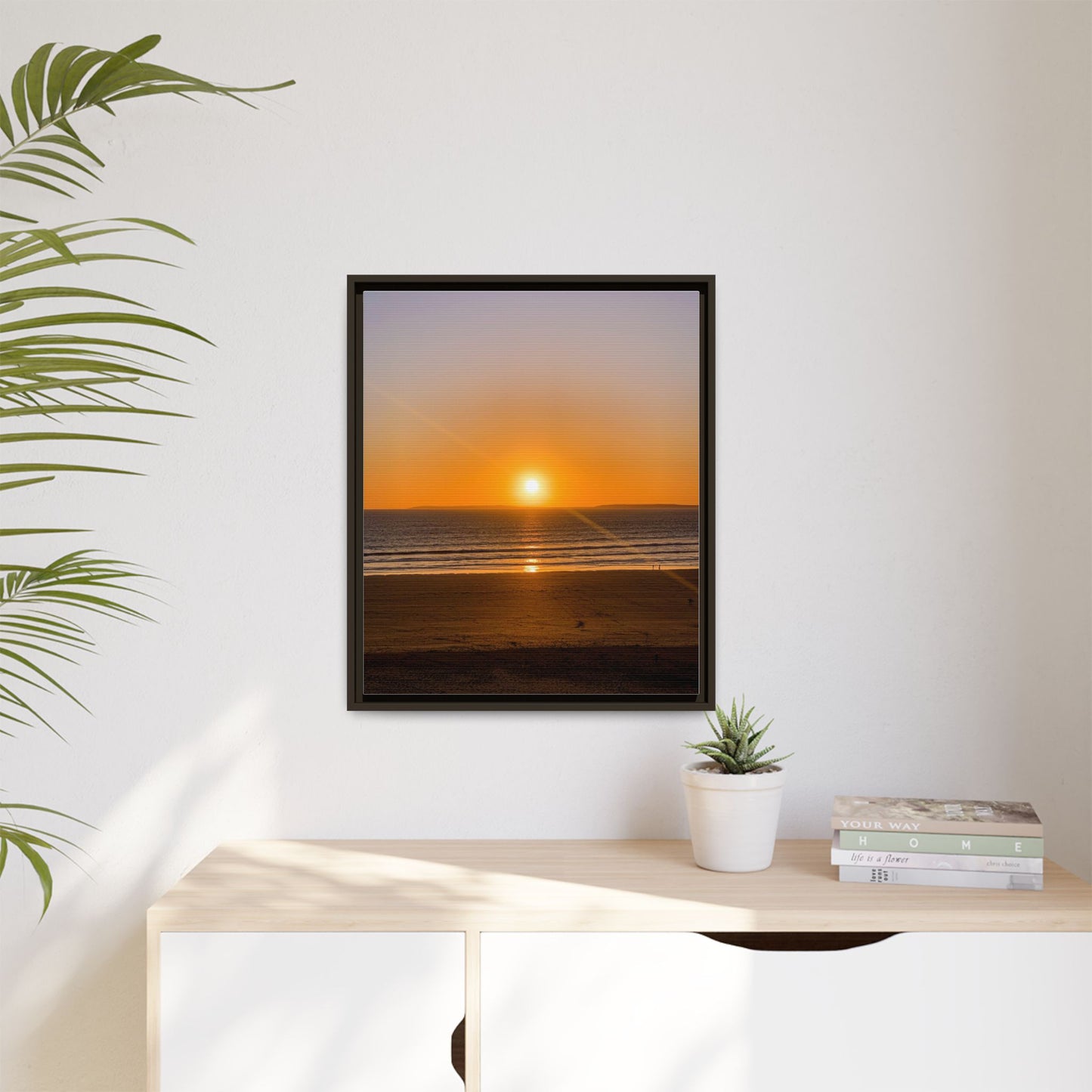 Sunset in Ocean Matte Canvas, Framed (Multi-color)
