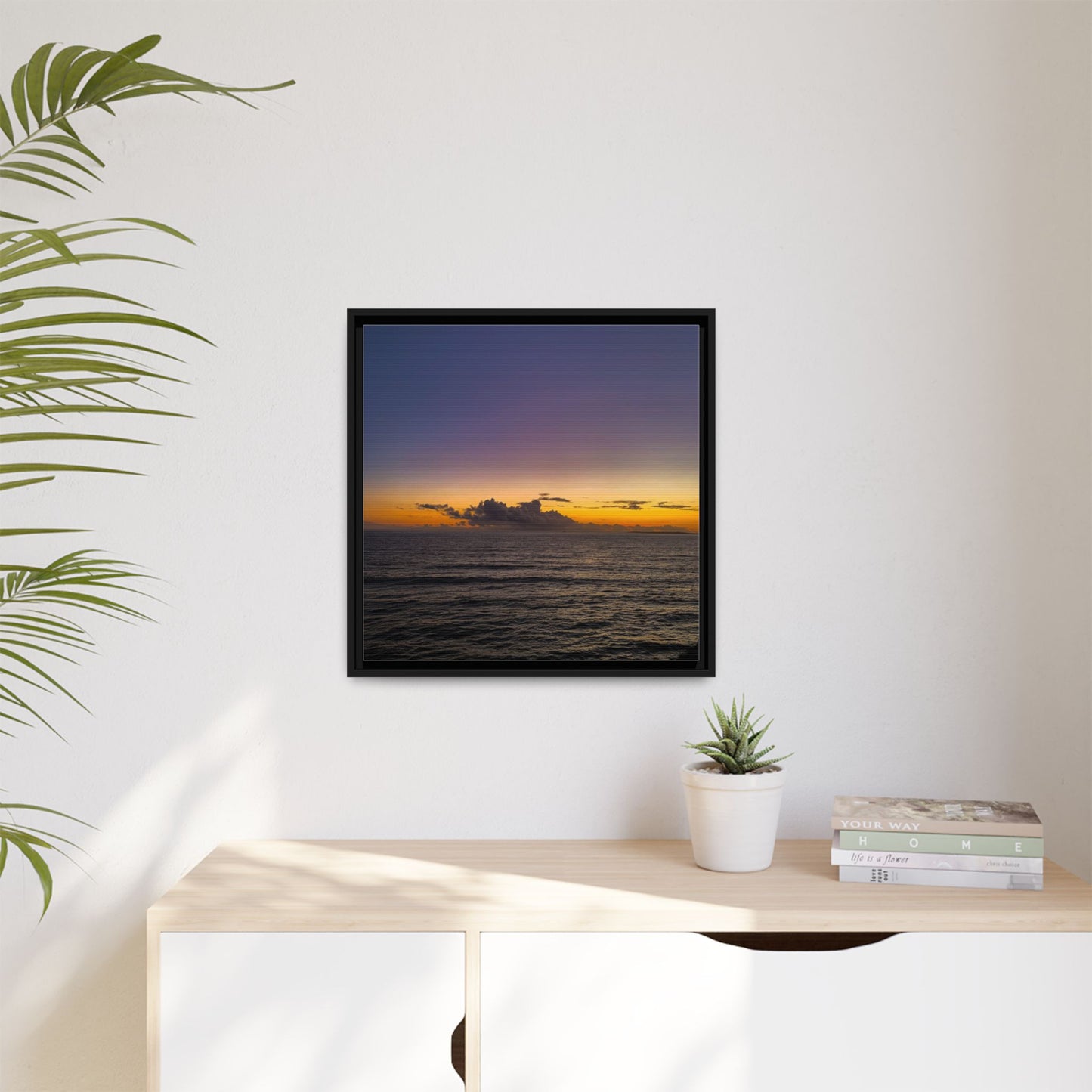 Sunset in Ocean 2 Matte Canvas, Framed (Multi-color)