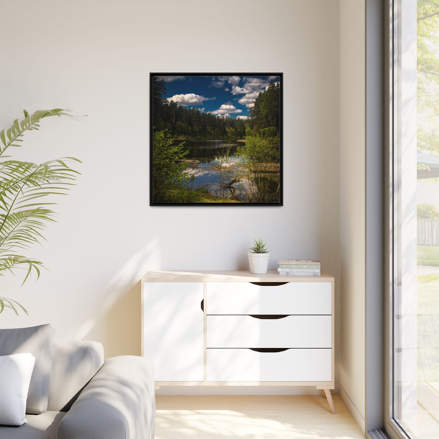 Vilnius Lake Matte Canvas, Framed (Multi-color)