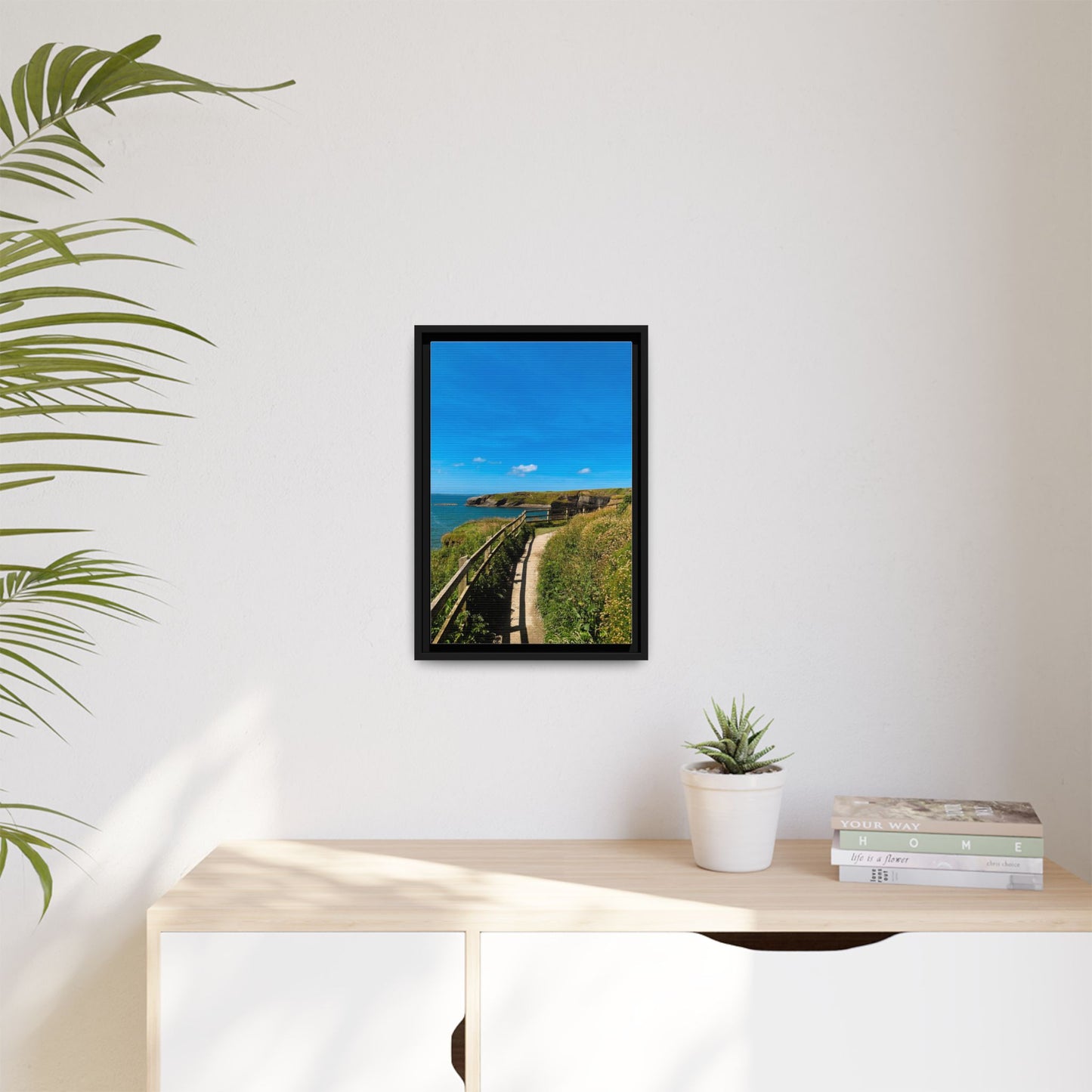 Cliff Trail Ballybunion Matte Canvas, Framed (Multi-color)