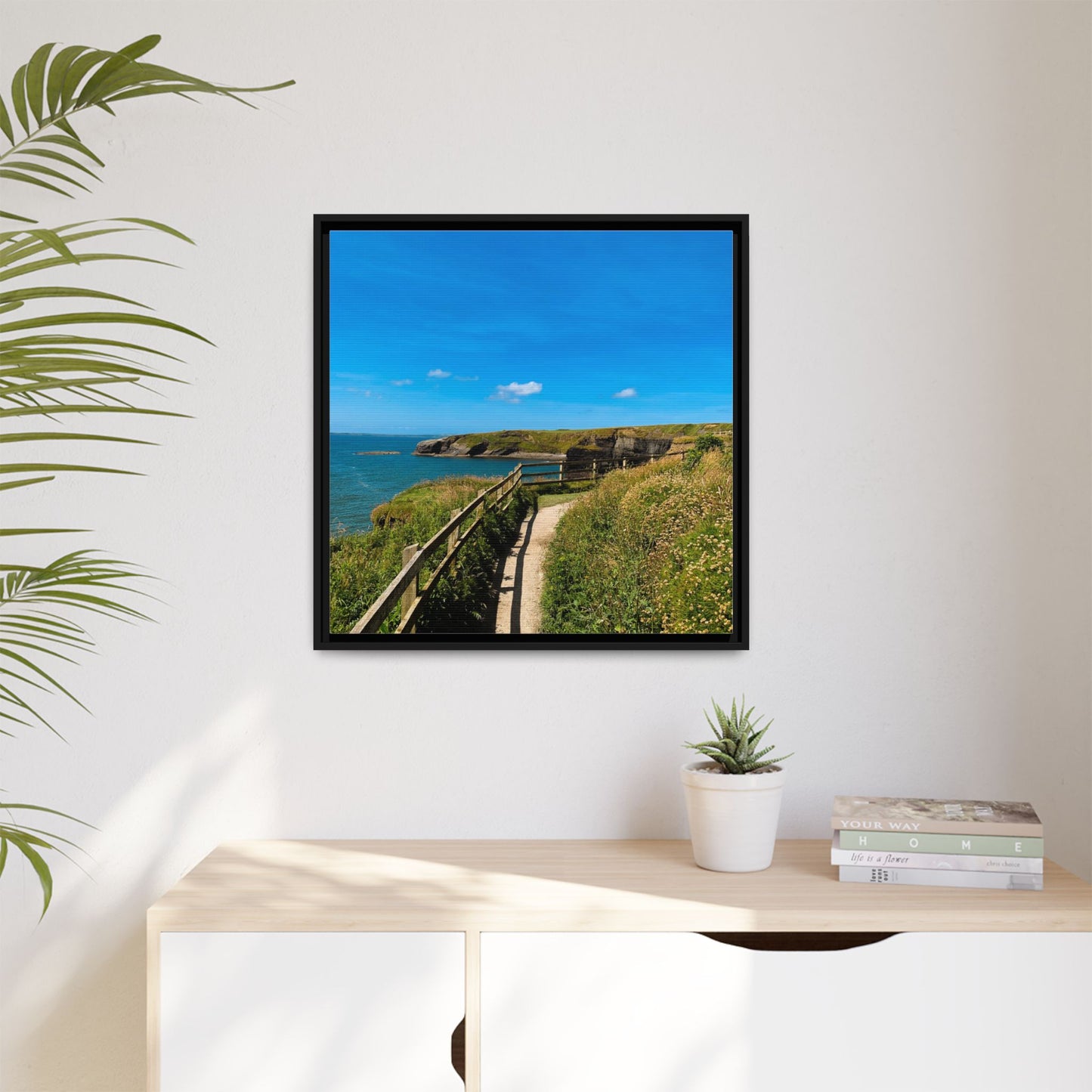 Cliff Trail Ballybunion Matte Canvas, Framed (Multi-color)