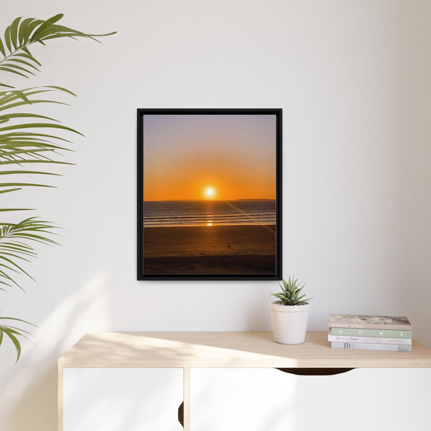 Sunset in Ocean Matte Canvas, Framed (Multi-color)