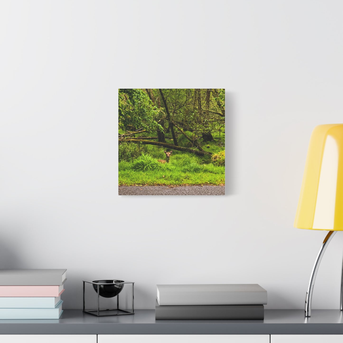Deer in Ditch Matte Canvas, Stretched, 1.25"