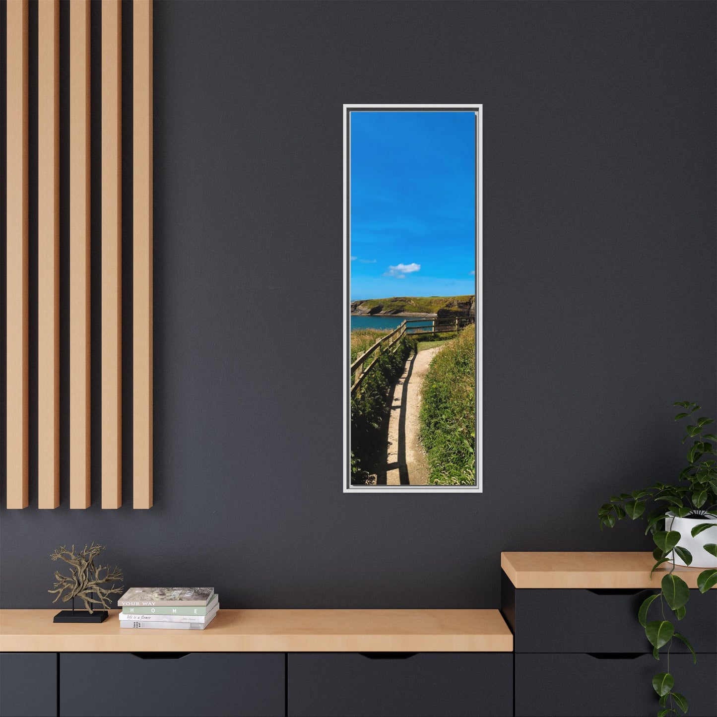 Cliff Trail Ballybunion Matte Canvas, Framed (Multi-color)