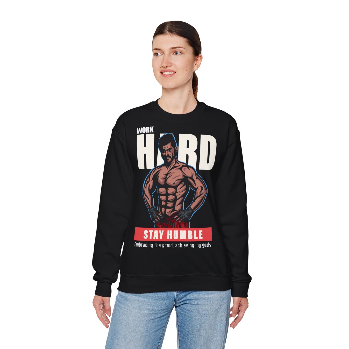 Motivational Unisex Heavy Blend™ Crewneck Sweatshirt - 'Work Hard, Stay Humble'