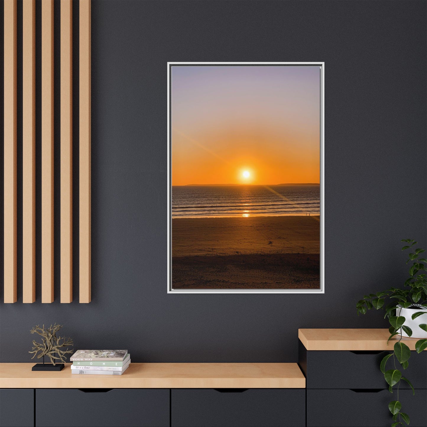 Sunset in Ocean Matte Canvas, Framed (Multi-color)