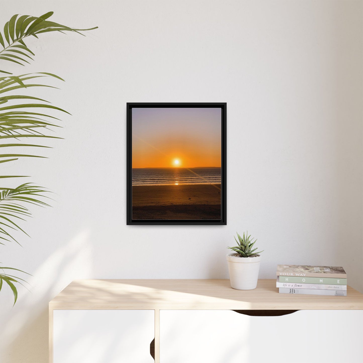 Sunset in Ocean Matte Canvas, Framed (Multi-color)