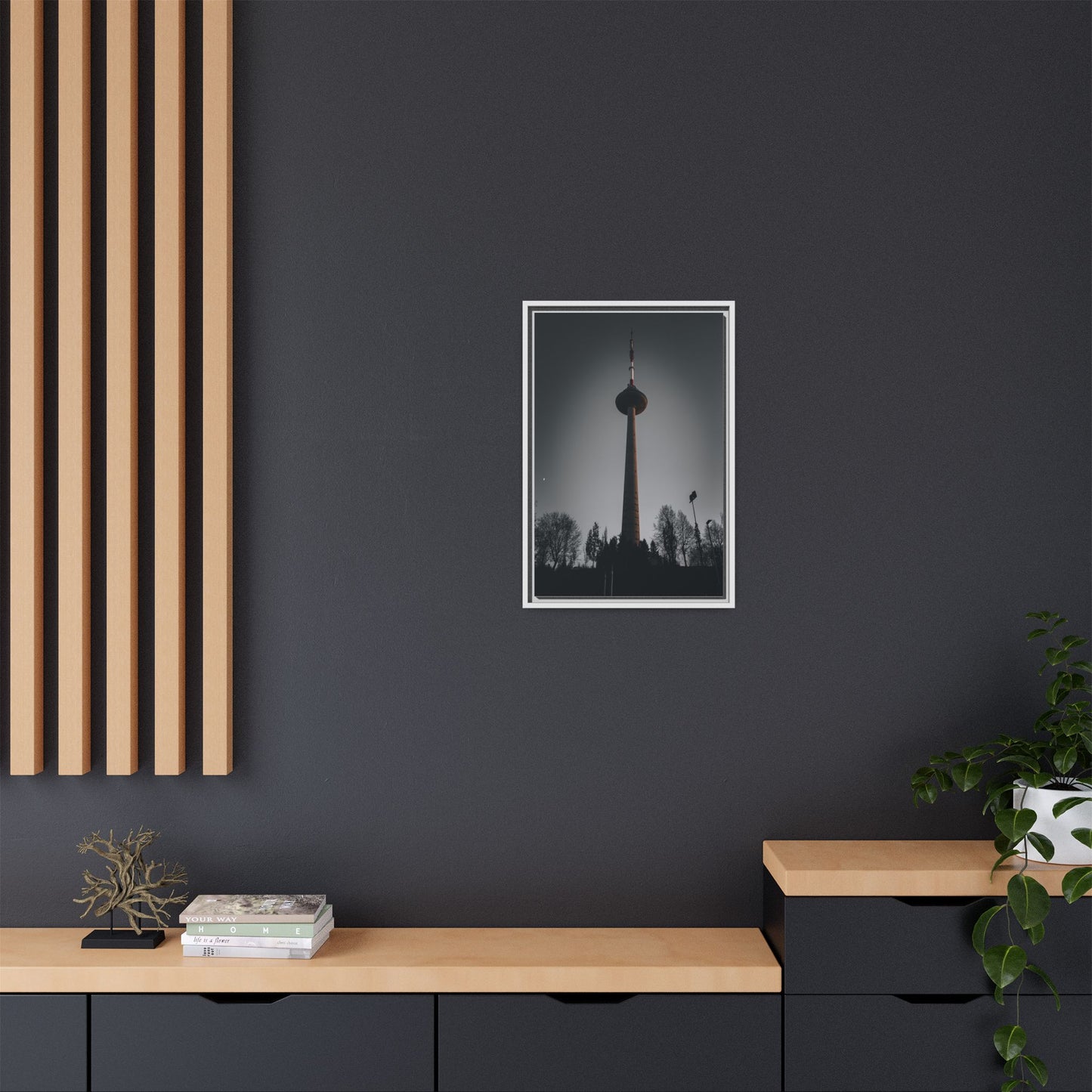 TV Tower Matte Canvas, Framed (Multi-color)