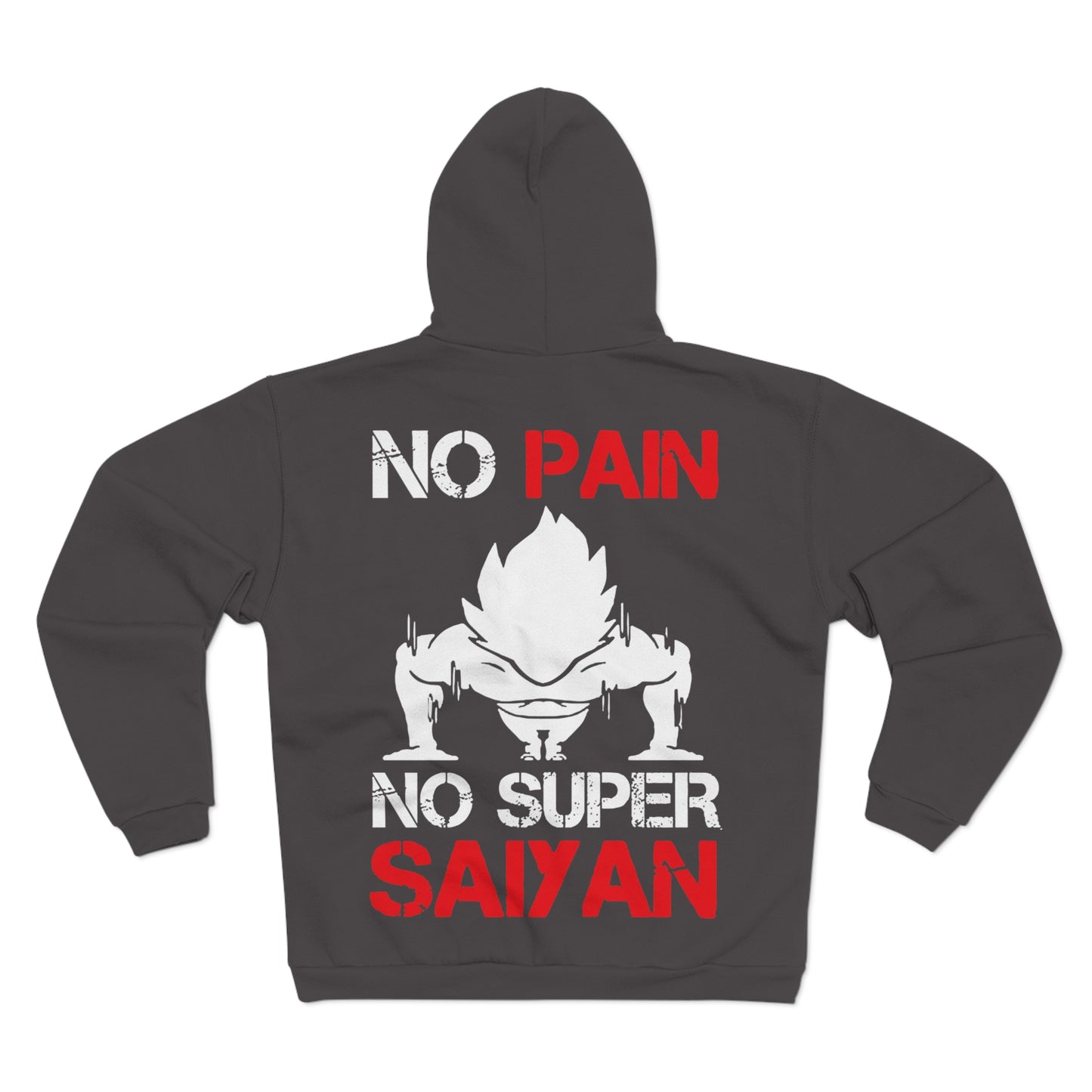 Unisex Hooded Zip Sweatshirt - 'No Pain No Super Saiyan' Motivational Gym Wear