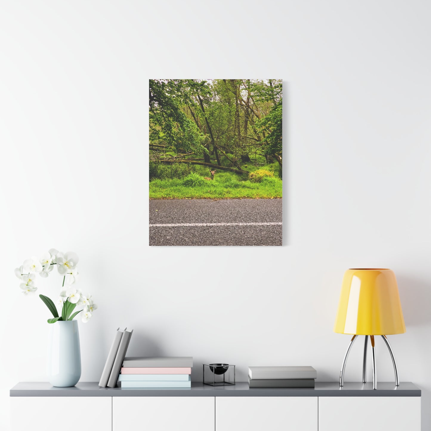 Deer in Ditch Matte Canvas, Stretched, 1.25"