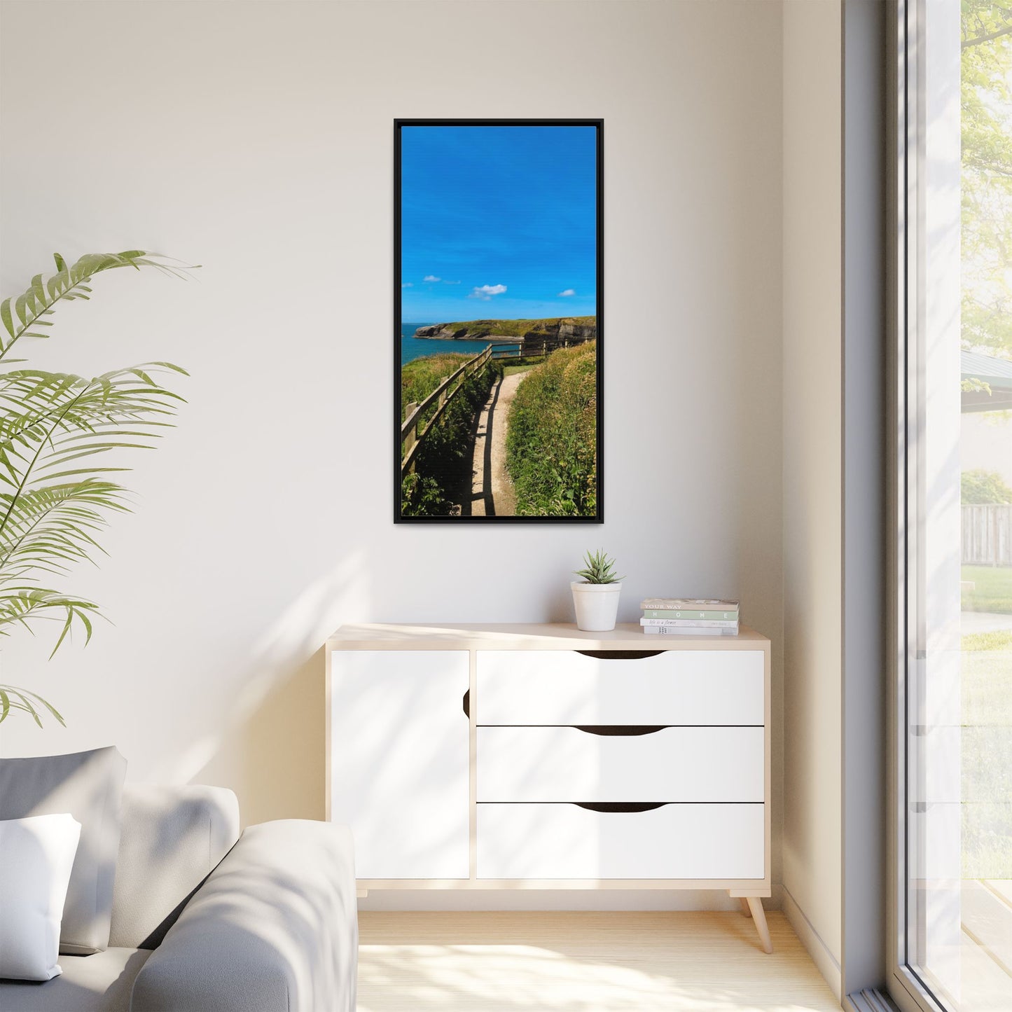 Cliff Trail Ballybunion Matte Canvas, Framed (Multi-color)