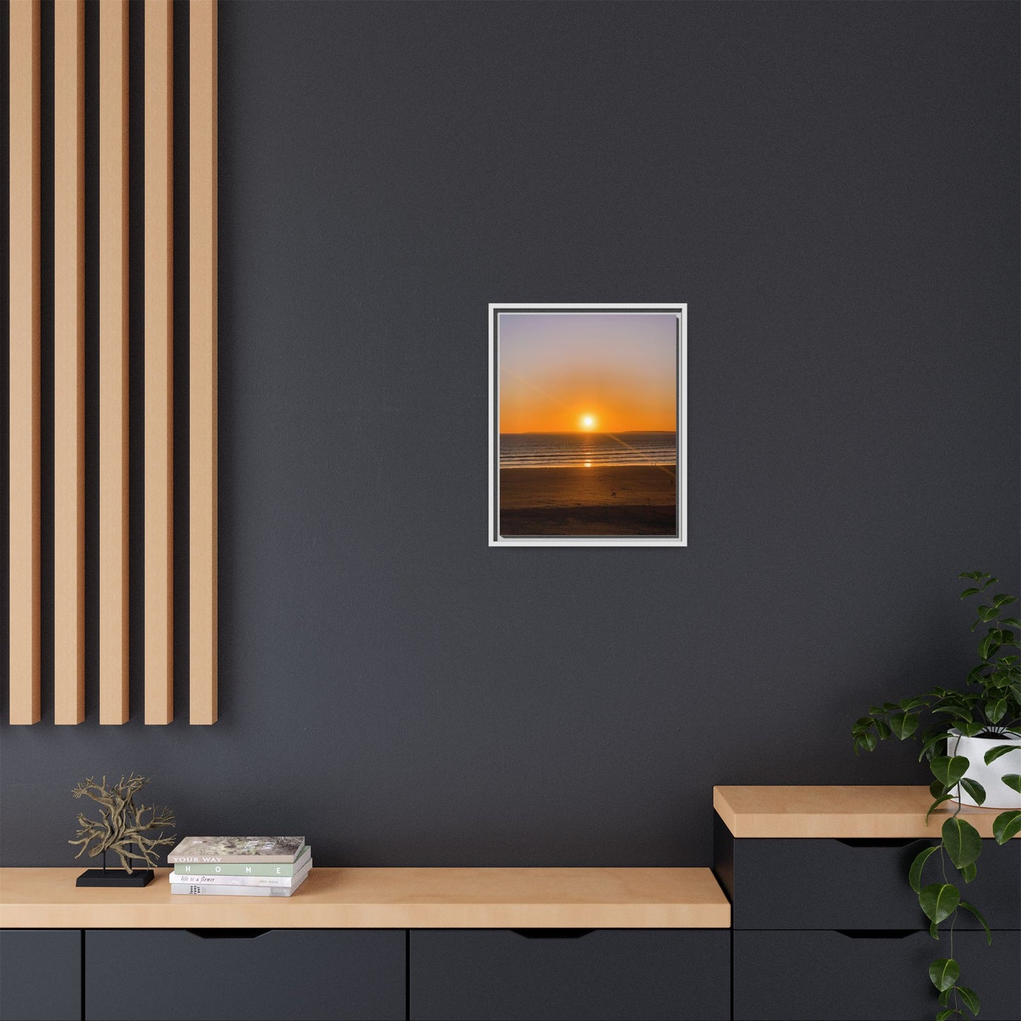Sunset in Ocean Matte Canvas, Framed (Multi-color)