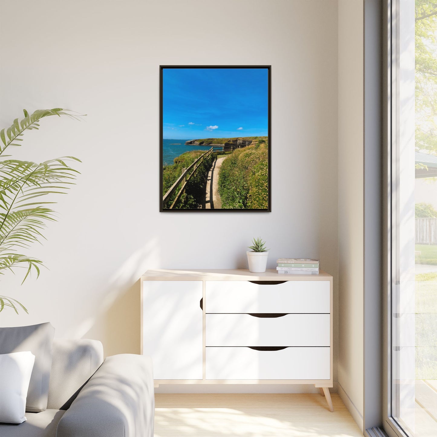 Cliff Trail Ballybunion Matte Canvas, Framed (Multi-color)