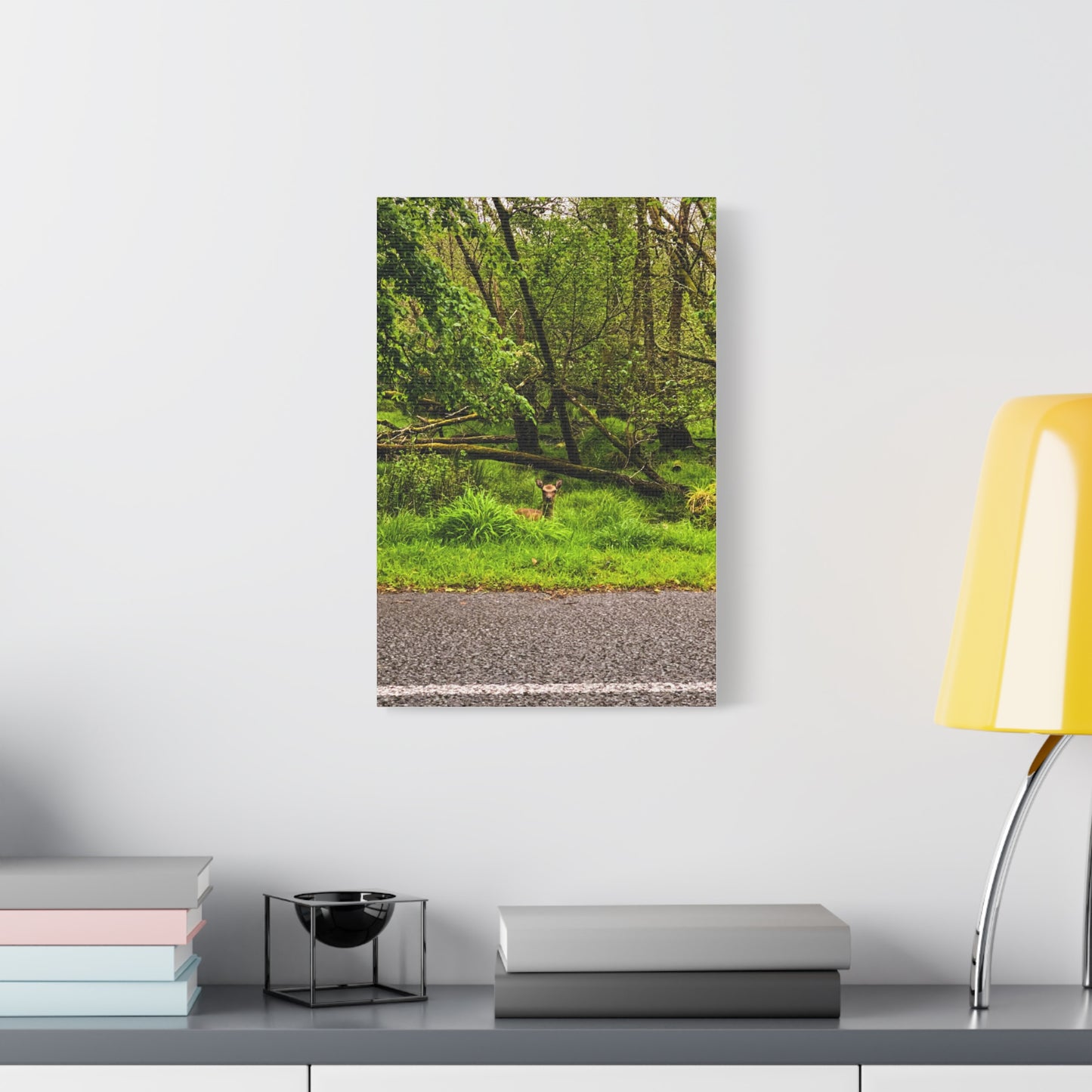 Deer in Ditch Matte Canvas, Stretched, 1.25"