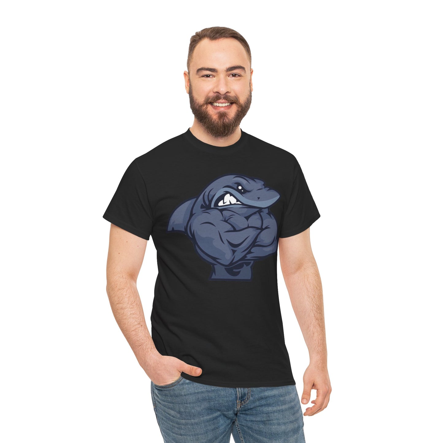 Muscle Shark Unisex Heavy Cotton Tee - Perfect for Shark Lovers