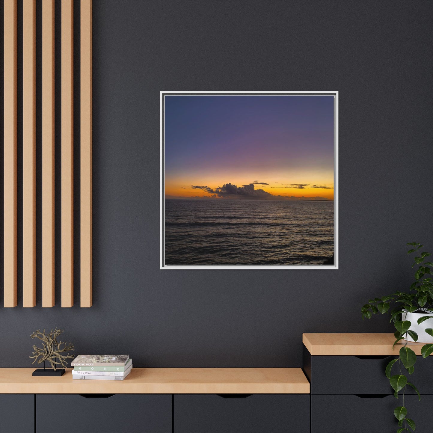Sunset in Ocean 2 Matte Canvas, Framed (Multi-color)