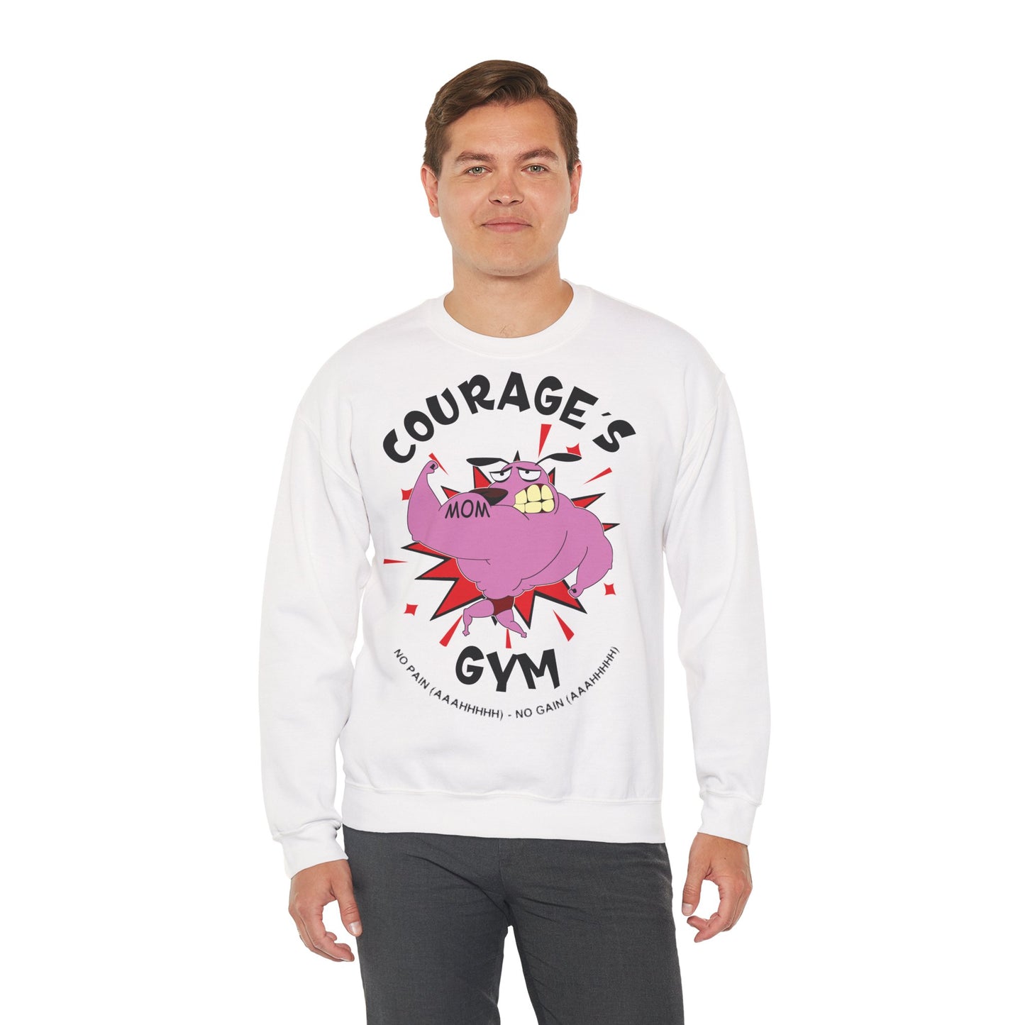 Courage's Gym Crewneck Sweatshirt - Fun & Comfy for Moms White