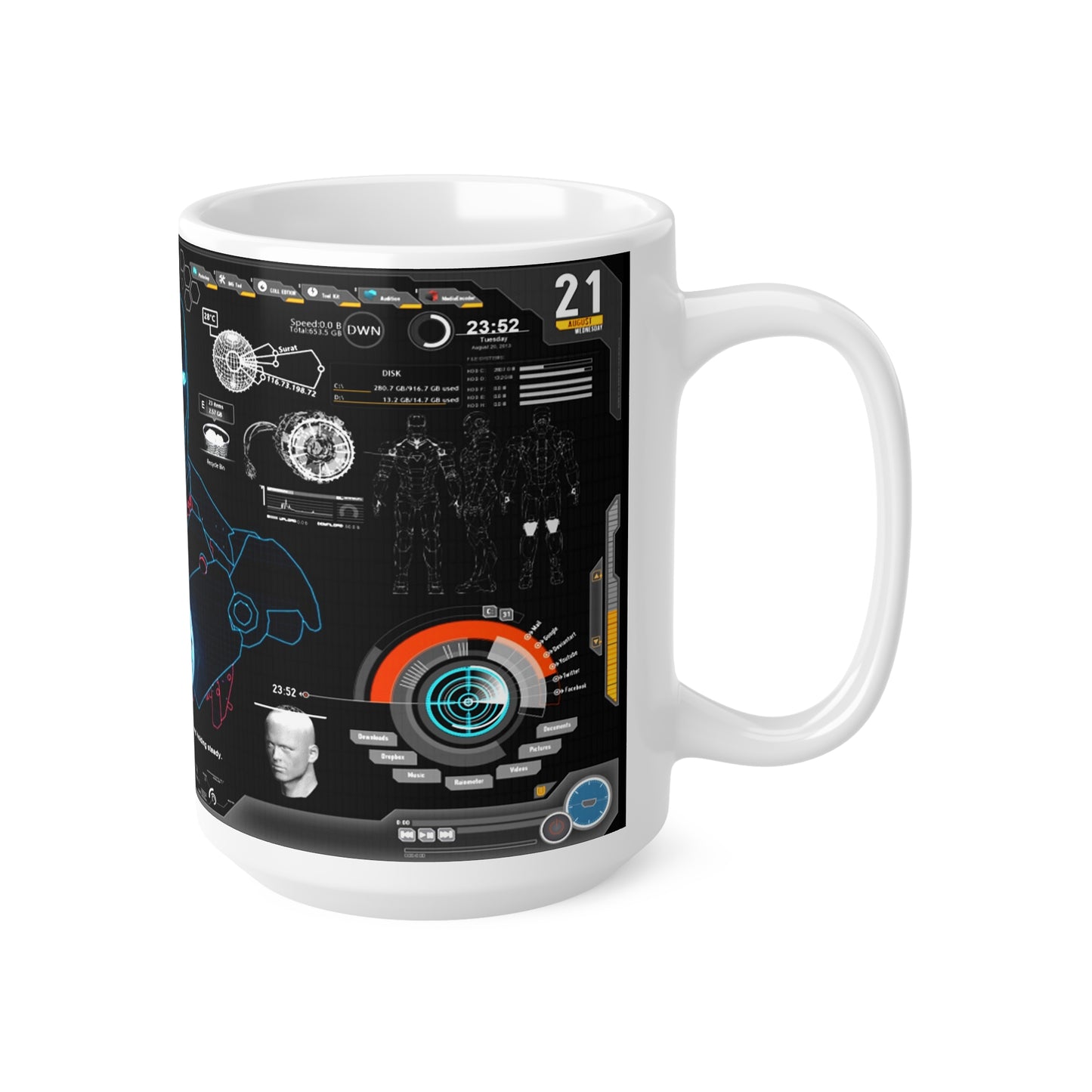 Iron Man Tech Coffee Mug - 11oz & 15oz - Perfect for Superhero Fans