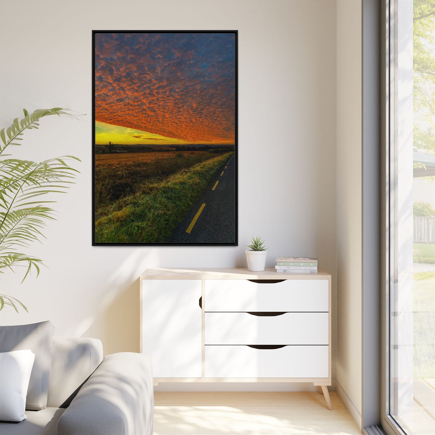 Cloudy Sunset Matte Canvas, Framed (Multi-color)