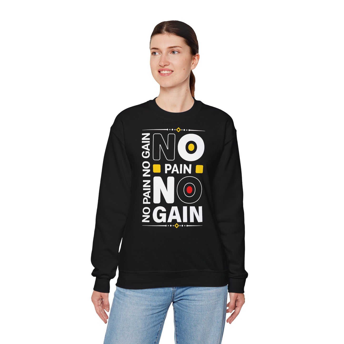 Motivational No Pain No Gain Crewneck Sweatshirt for Fitness Enthusiasts