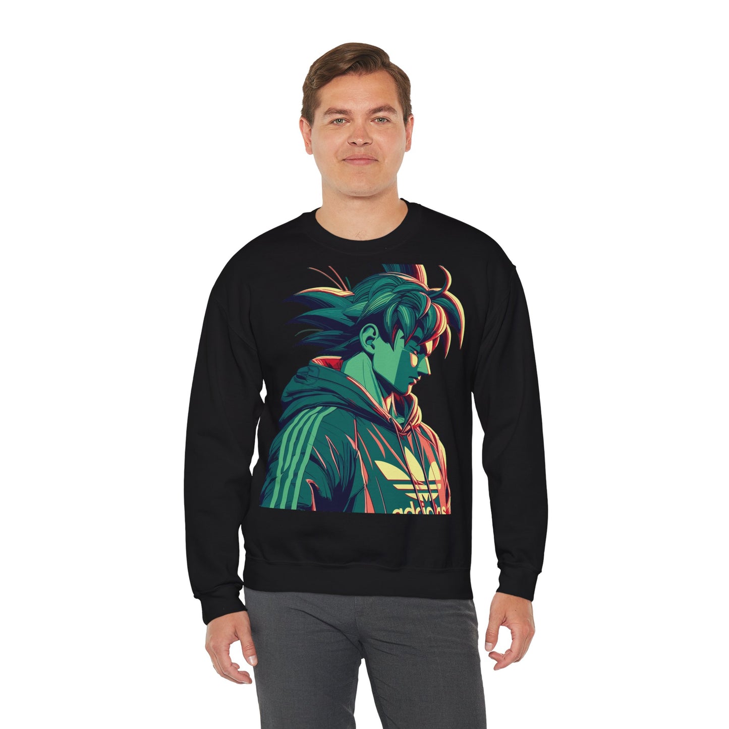 Anime-Inspired Unisex Crewneck Sweatshirt - Trendy Green Character Design