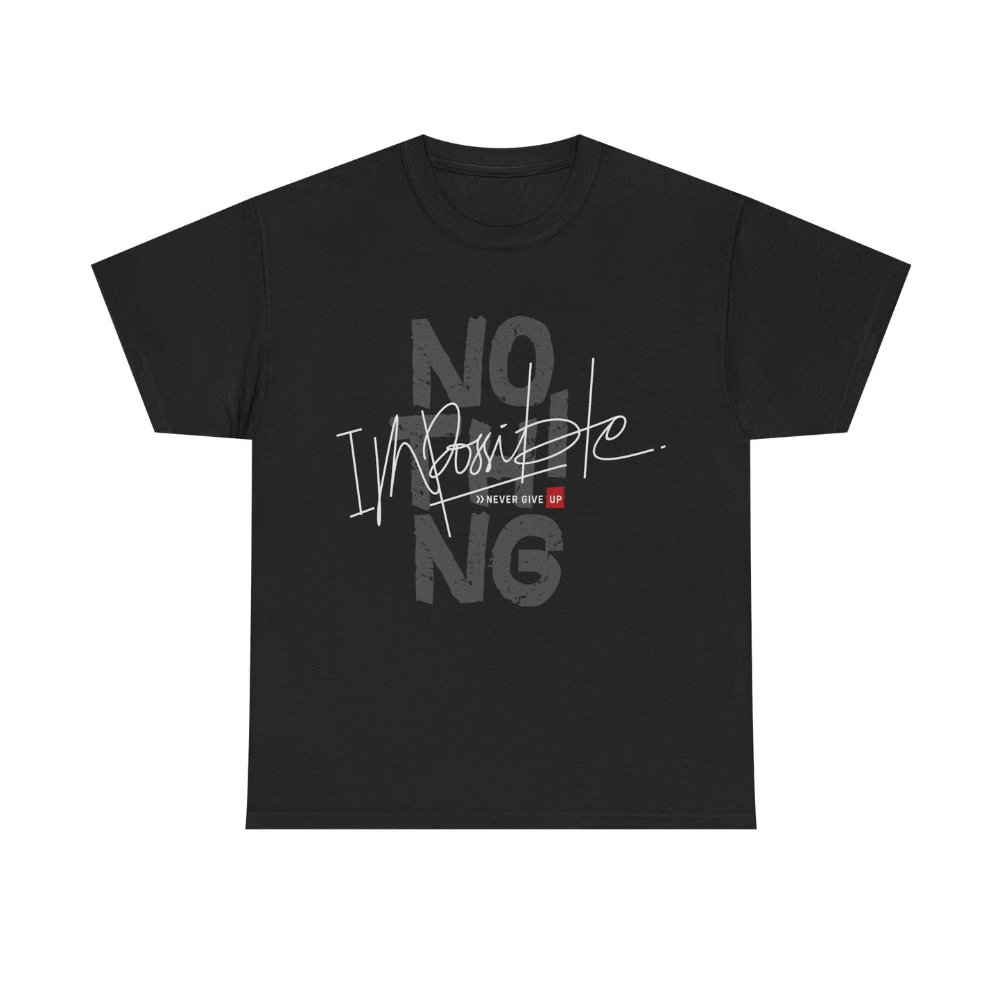 Unisex Heavy Cotton Tee - 'No Impossible' Motivational Shirt for Fitness & Inspiration