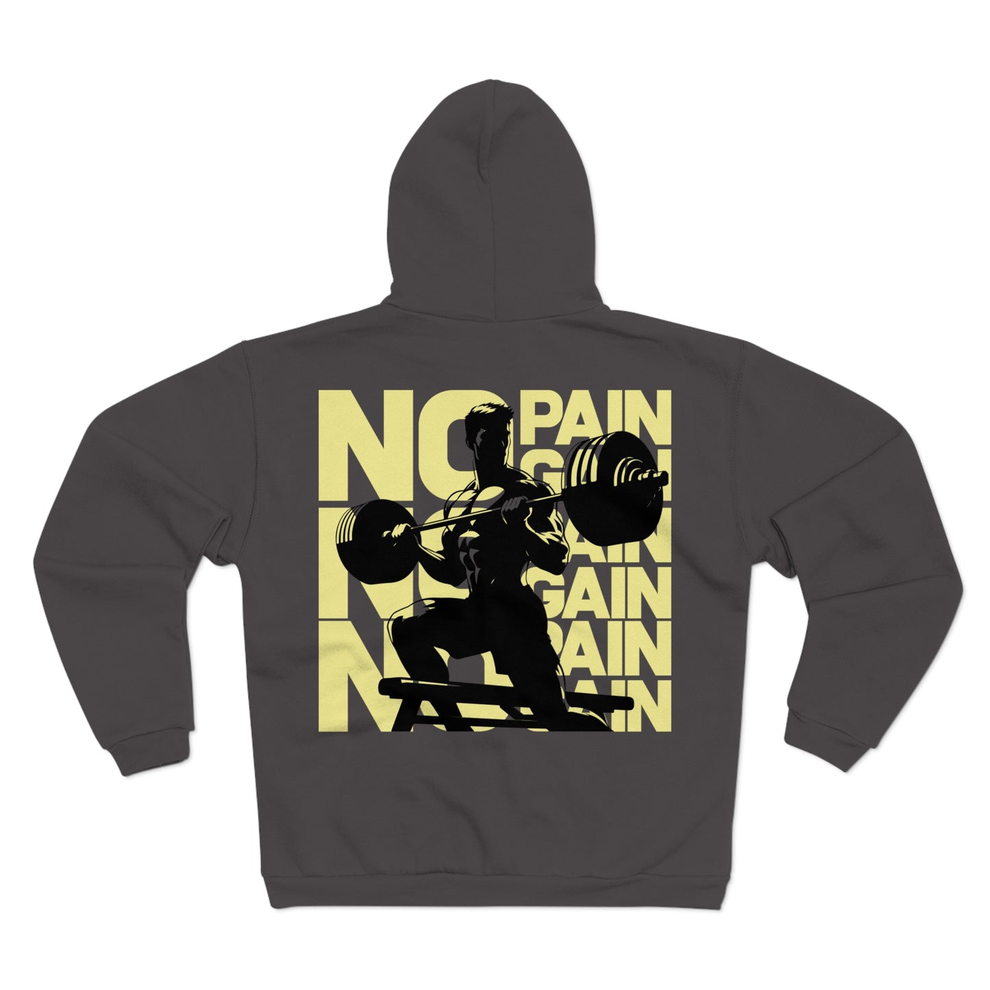 Motivational Gym Zip Hoodie - 'No Pain No Gain' - Unisex Fitness Sweatshirt