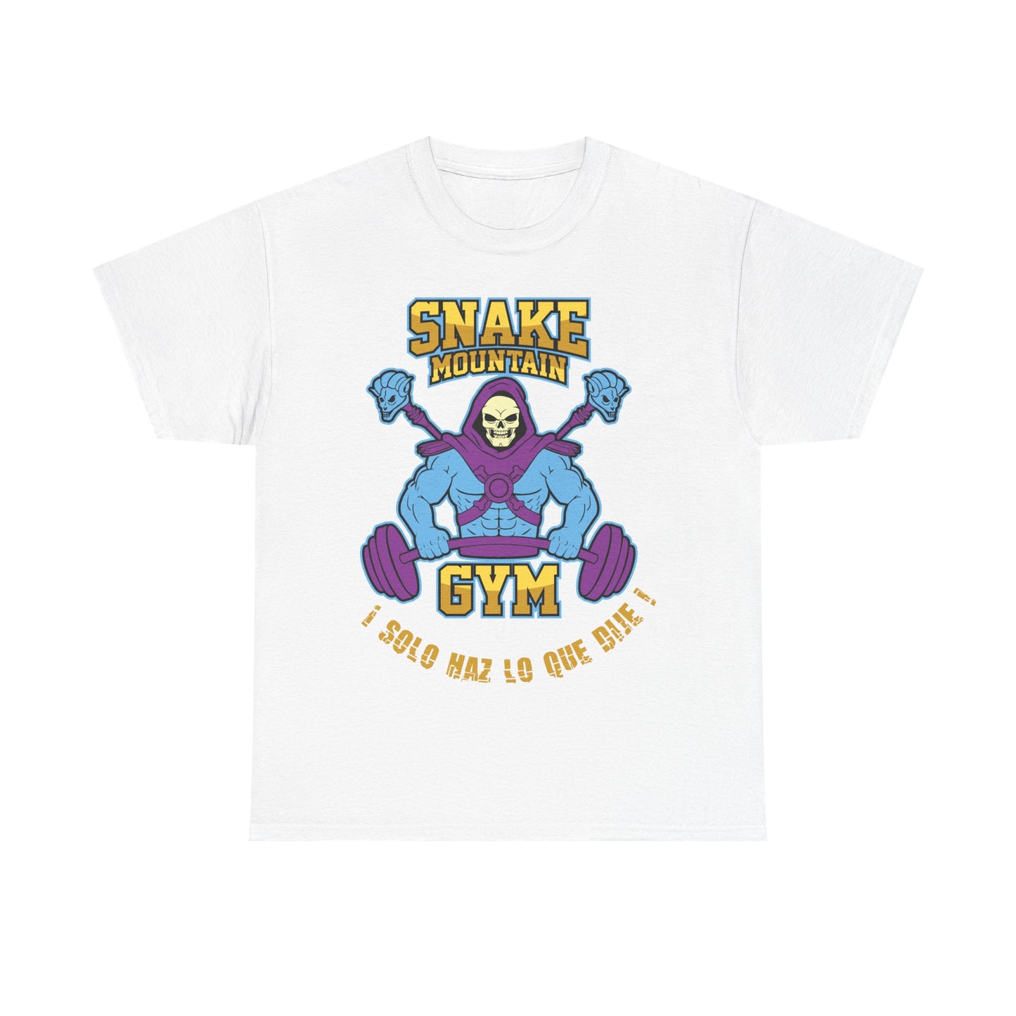 Unisex Heavy Cotton Tee - Snake Mountain Gym Graphic Tee for Fitness Enthusiasts White