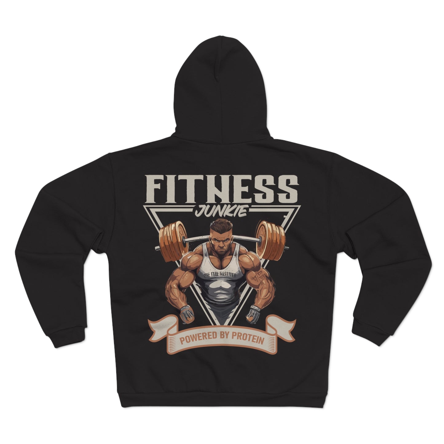 Fitness Junkie Unisex Hooded Zip Sweatshirt - Powered by Protein