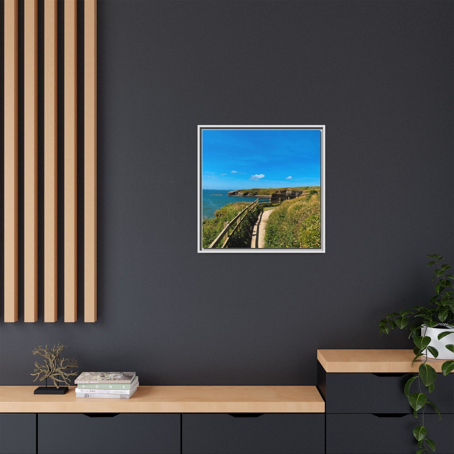 Cliff Trail Ballybunion Matte Canvas, Framed (Multi-color)