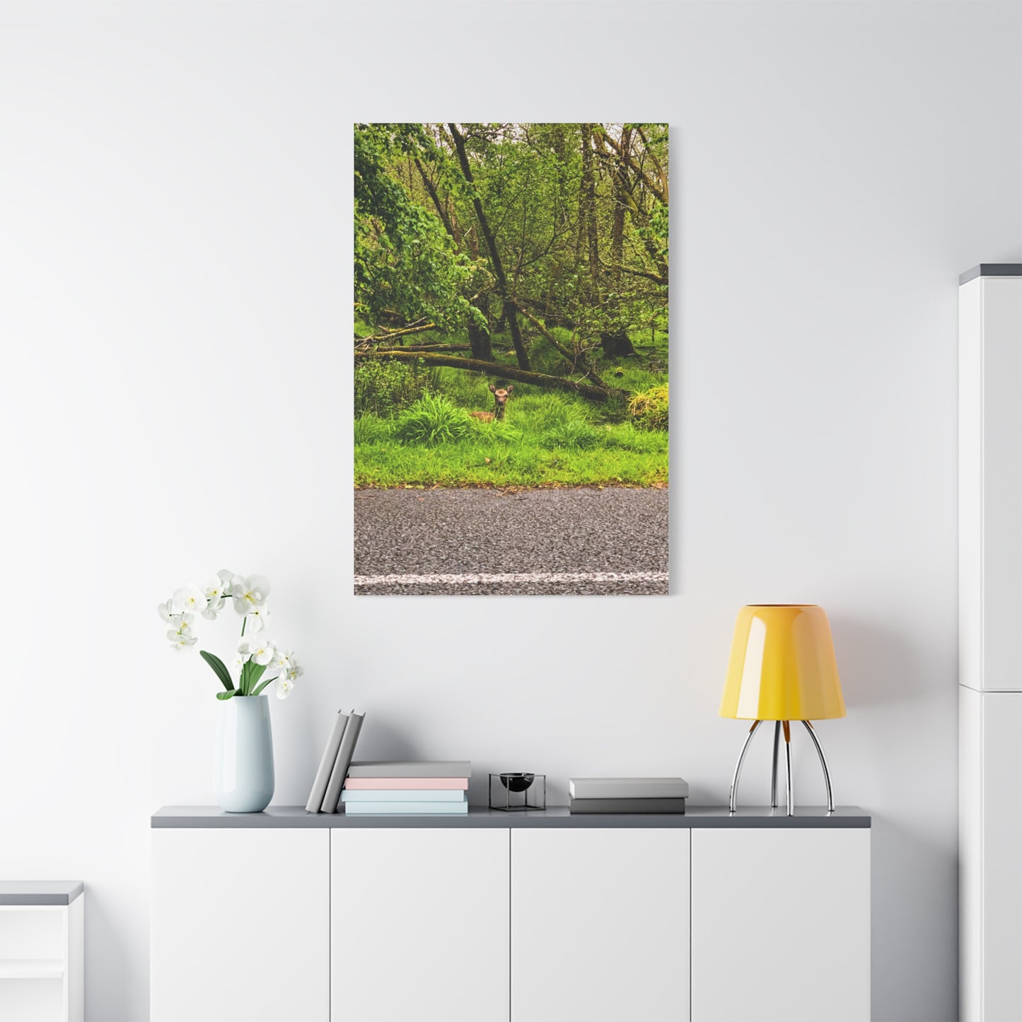 Deer in Ditch Matte Canvas, Stretched, 1.25"
