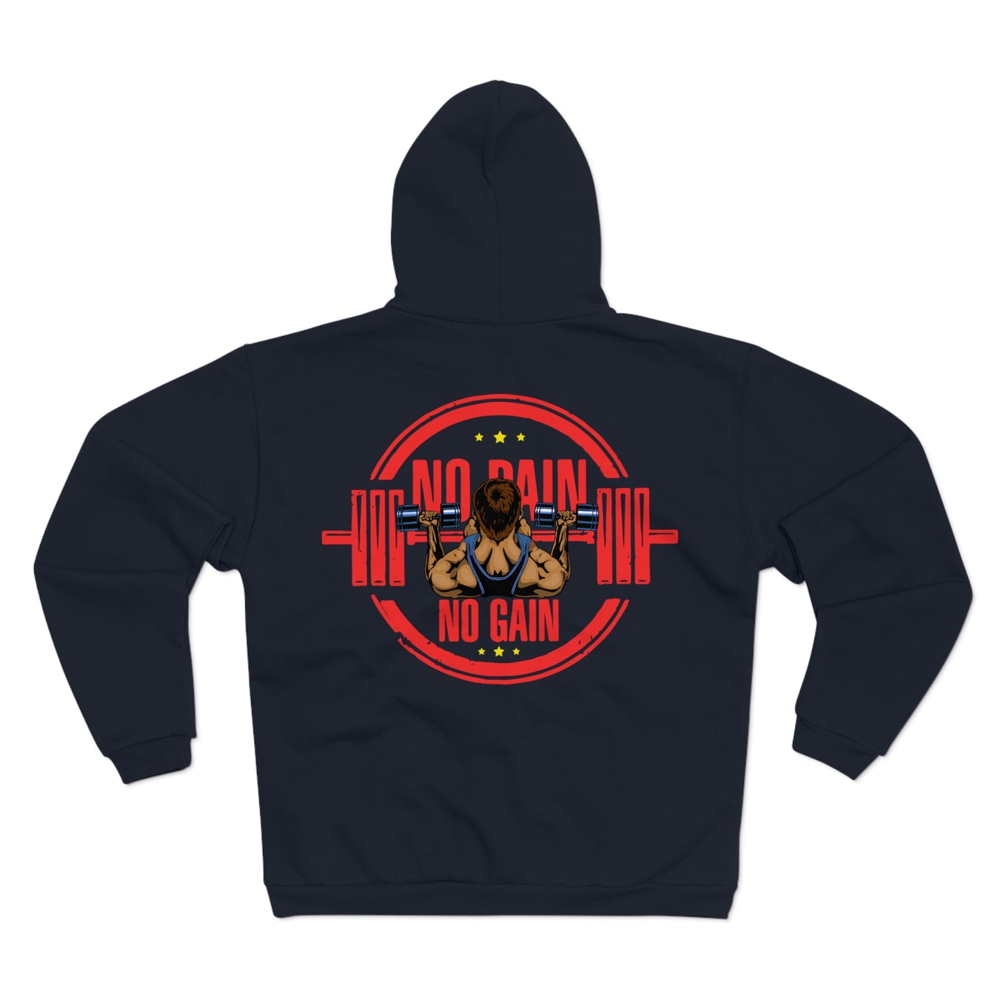 Unisex Hooded Zip Sweatshirt - No Pain No Gain Fitness Hoodie
