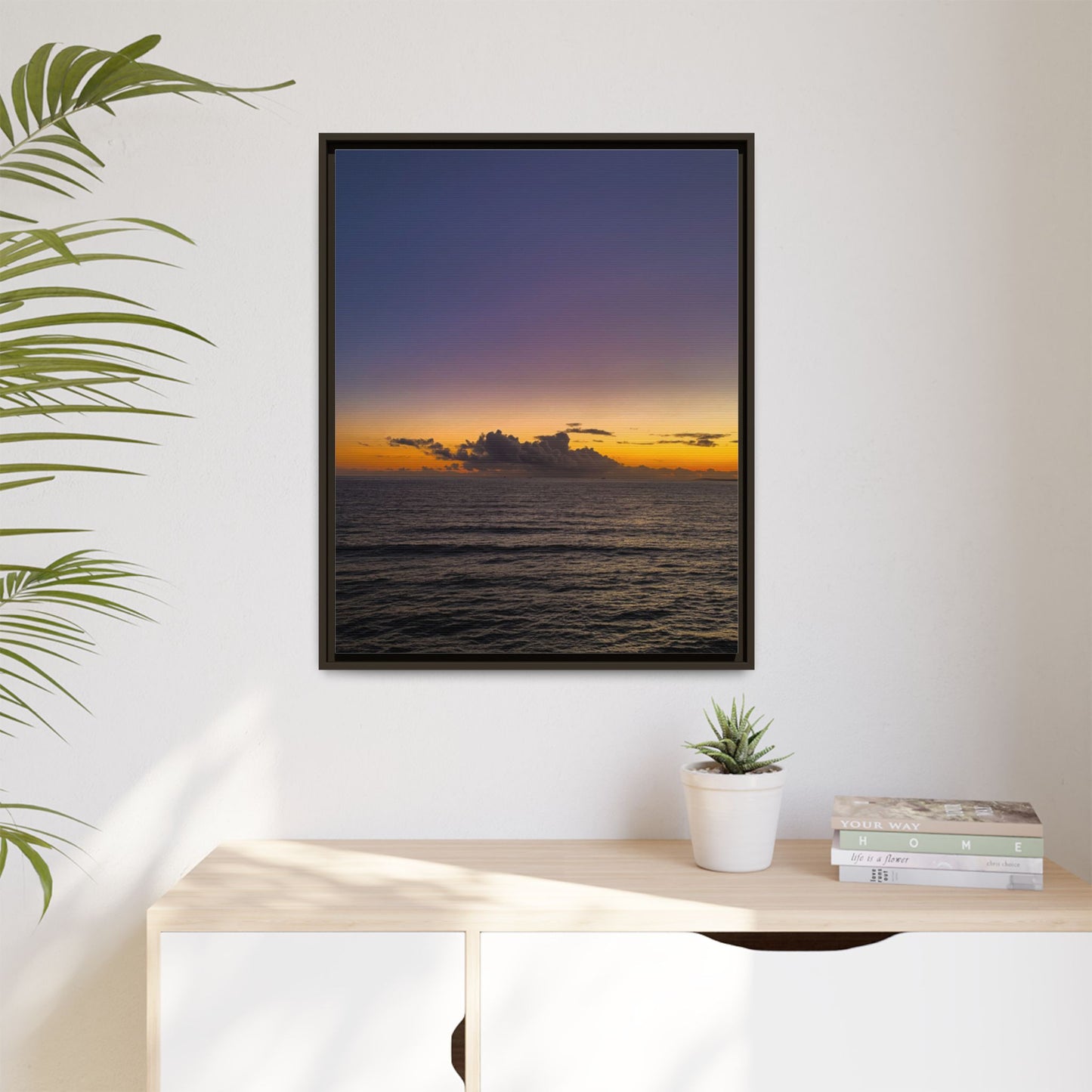 Sunset in Ocean 2 Matte Canvas, Framed (Multi-color)