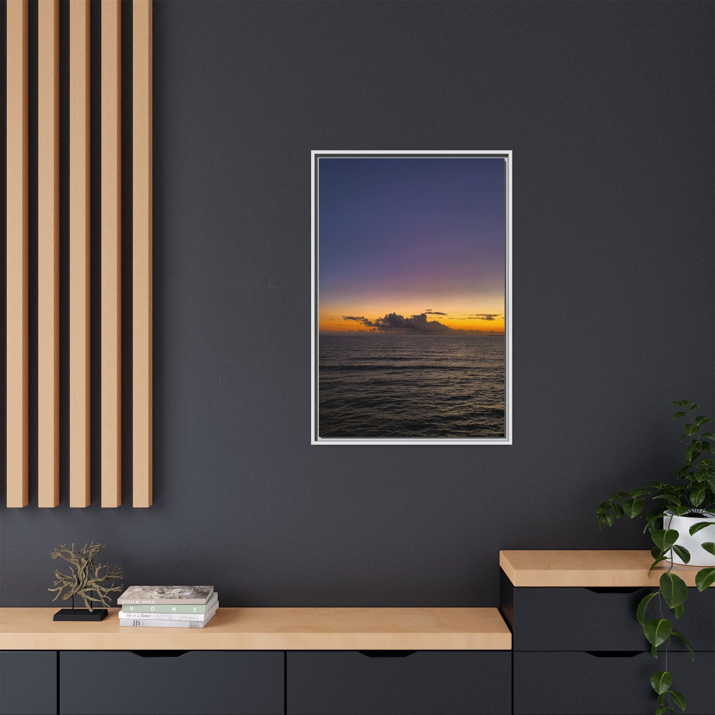 Sunset in Ocean 2 Matte Canvas, Framed (Multi-color)