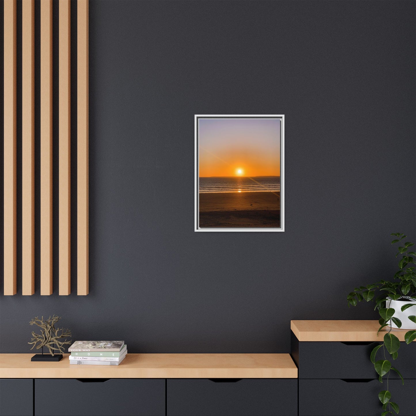 Sunset in Ocean Matte Canvas, Framed (Multi-color)