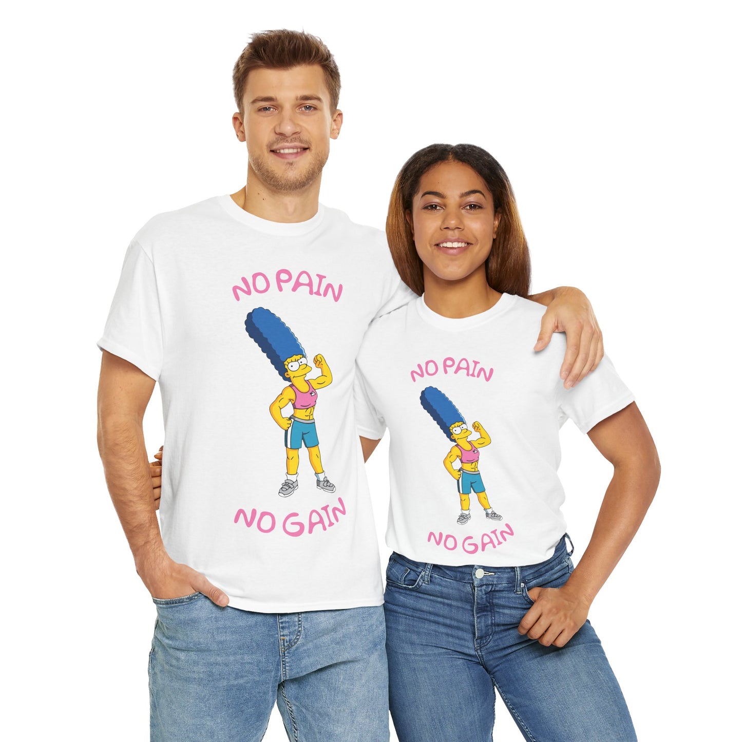 Marge No Pain No Gain White Unisex Heavy Cotton Tee