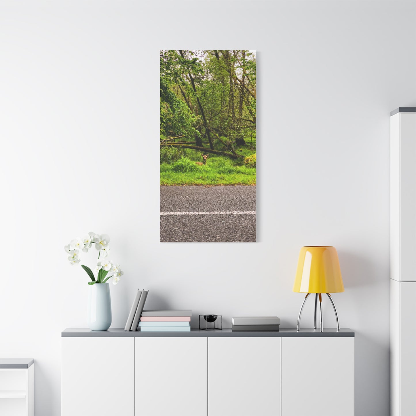 Deer in Ditch Matte Canvas, Stretched, 1.25"