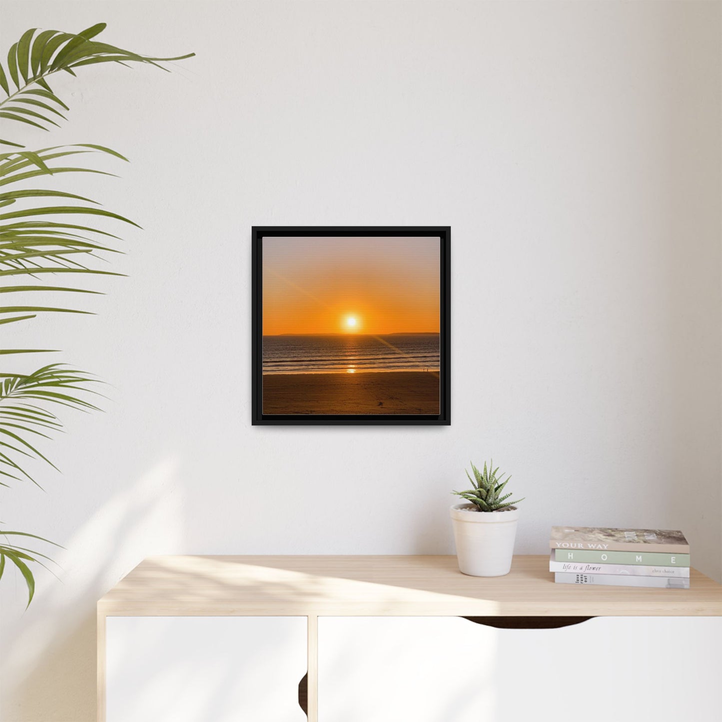 Sunset in Ocean Matte Canvas, Framed (Multi-color)